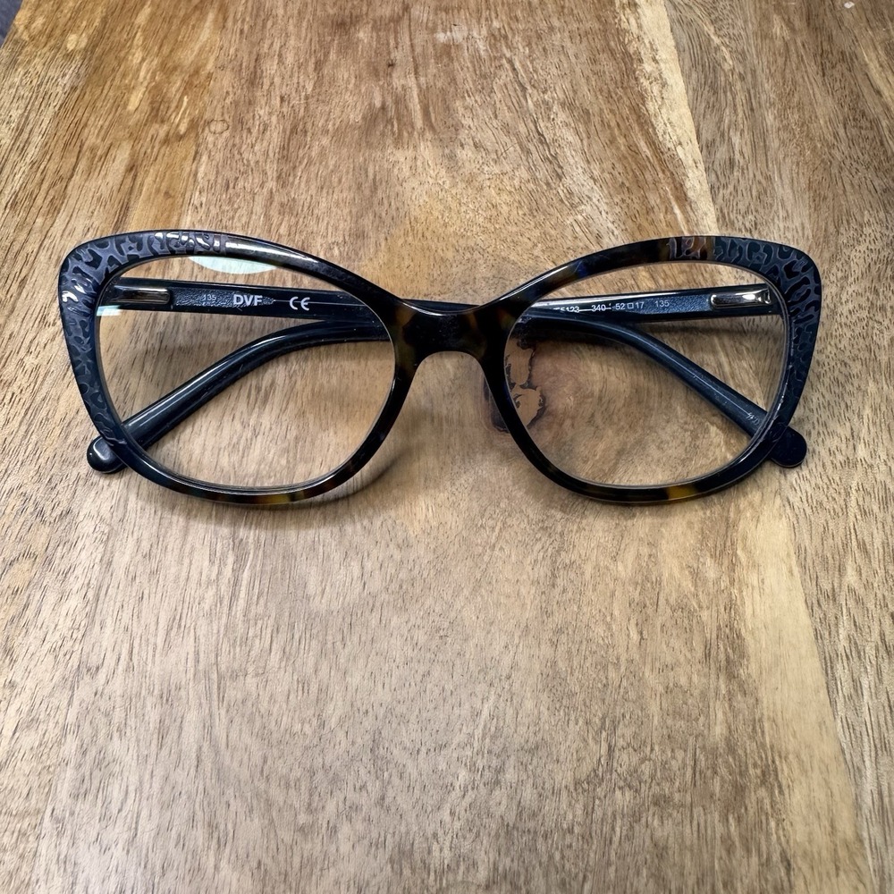 Diane Von Furstenburg DVF 5123 340 Brown Teal Leopard Eyeglass Frame 52-17-135